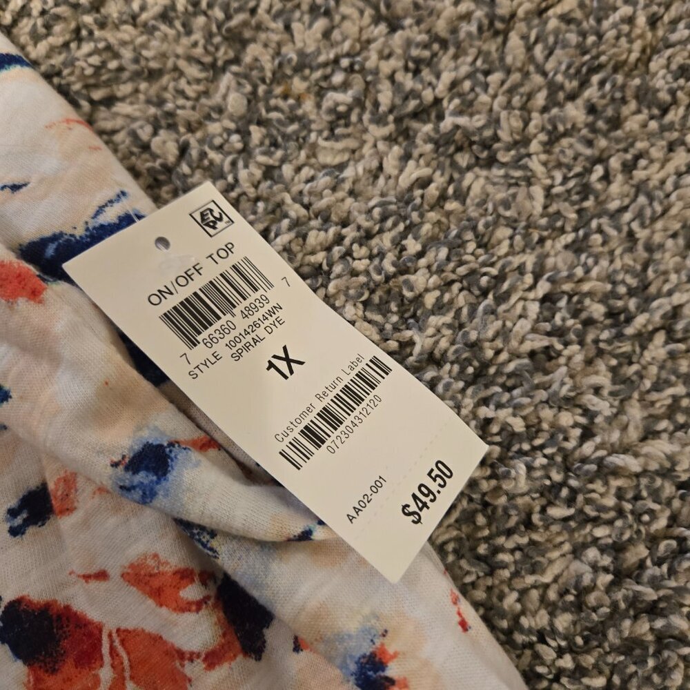 NWT Style & Co. Off Shoulder Top Spiral Tie Dye 1X - Picture 2 of 5